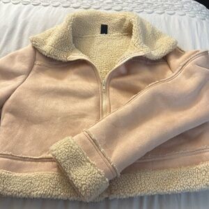 Cute Sherpa pink/tan jacket